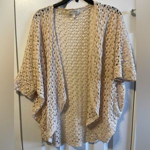 Women’s Faith and Joy Short Sleeve Cardigan, Size Large, Beige Cream Color